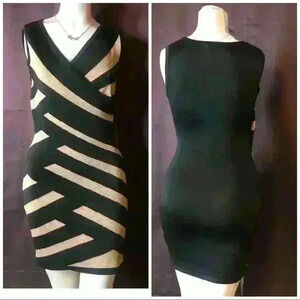 BLack And Gold Metallic BodyCon Dress